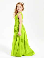 Long Elegant V-neck Bridesmaid Dresses For Juniors Lime Green