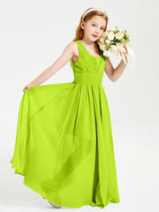 Long Elegant V-neck Bridesmaid Dresses For Juniors Lime Green