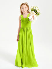 Long Elegant V-neck Bridesmaid Dresses For Juniors Lime Green