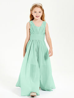 Long Elegant V-neck Bridesmaid Dresses For Juniors Mint Green