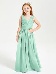 Long Elegant V-neck Bridesmaid Dresses For Juniors Mint Green