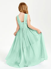 Long Elegant V-neck Bridesmaid Dresses For Juniors Mint Green