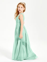 Long Elegant V-neck Bridesmaid Dresses For Juniors Mint Green