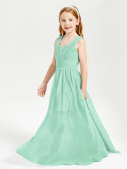 Long Elegant V-neck Bridesmaid Dresses For Juniors Mint Green