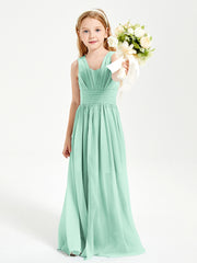 Long Elegant V-neck Bridesmaid Dresses For Juniors Mint Green