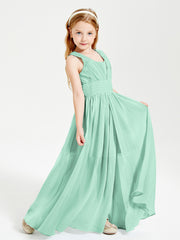 Long Elegant V-neck Bridesmaid Dresses For Juniors Mint Green