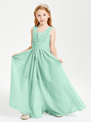 Long Elegant V-neck Bridesmaid Dresses For Juniors Mint Green
