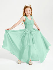 Long Elegant V-neck Bridesmaid Dresses For Juniors Mint Green