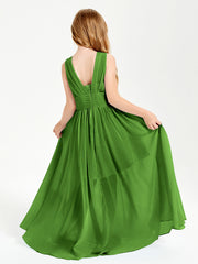 Long Elegant V-neck Bridesmaid Dresses For Juniors Moss