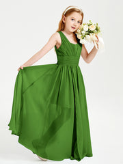 Long Elegant V-neck Bridesmaid Dresses For Juniors Moss