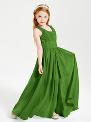 Long Elegant V-neck Bridesmaid Dresses For Juniors Moss