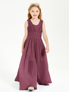 Long Elegant V-neck Bridesmaid Dresses For Juniors Mulberry