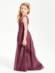 Long Elegant V-neck Bridesmaid Dresses For Juniors Mulberry