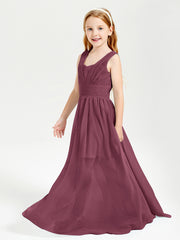 Long Elegant V-neck Bridesmaid Dresses For Juniors Mulberry