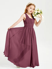 Long Elegant V-neck Bridesmaid Dresses For Juniors Mulberry