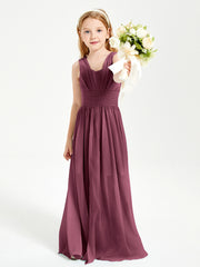 Long Elegant V-neck Bridesmaid Dresses For Juniors Mulberry