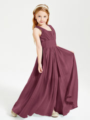 Long Elegant V-neck Bridesmaid Dresses For Juniors Mulberry