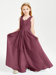 Long Elegant V-neck Bridesmaid Dresses For Juniors Mulberry