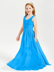 Long Elegant V-neck Bridesmaid Dresses For Juniors Ocean Blue