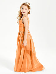 Long Elegant V-neck Bridesmaid Dresses For Juniors Orange