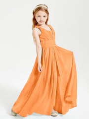 Long Elegant V-neck Bridesmaid Dresses For Juniors Orange