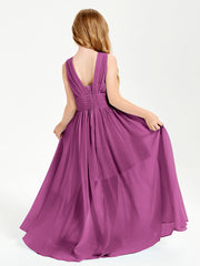 Long Elegant V-neck Bridesmaid Dresses For Juniors Orchid