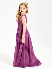 Long Elegant V-neck Bridesmaid Dresses For Juniors Orchid