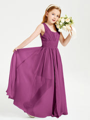 Long Elegant V-neck Bridesmaid Dresses For Juniors Orchid