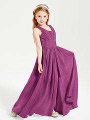 Long Elegant V-neck Bridesmaid Dresses For Juniors Orchid