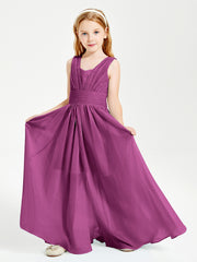 Long Elegant V-neck Bridesmaid Dresses For Juniors Orchid