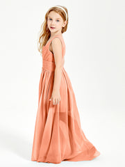 Long Elegant V-neck Bridesmaid Dresses For Juniors Papaya