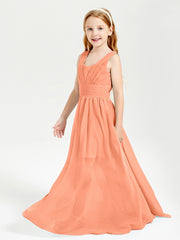Long Elegant V-neck Bridesmaid Dresses For Juniors Papaya