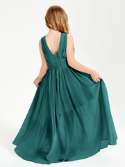 Long Elegant V-neck Bridesmaid Dresses For Juniors Peacock
