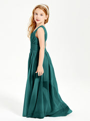 Long Elegant V-neck Bridesmaid Dresses For Juniors Peacock