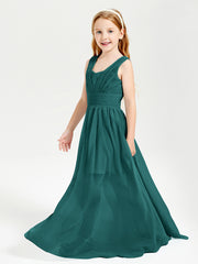 Long Elegant V-neck Bridesmaid Dresses For Juniors Peacock