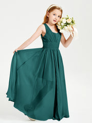 Long Elegant V-neck Bridesmaid Dresses For Juniors Peacock