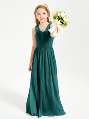 Long Elegant V-neck Bridesmaid Dresses For Juniors Peacock