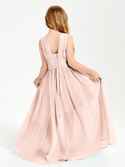 Long Elegant V-neck Bridesmaid Dresses For Juniors Pearl Pink