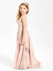 Long Elegant V-neck Bridesmaid Dresses For Juniors Pearl Pink