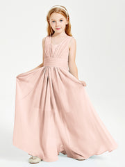 Long Elegant V-neck Bridesmaid Dresses For Juniors Pearl Pink