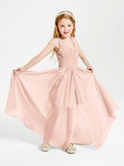Long Elegant V-neck Bridesmaid Dresses For Juniors Pearl Pink