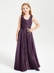 Long Elegant V-neck Bridesmaid Dresses For Juniors Plum