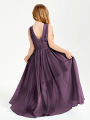 Long Elegant V-neck Bridesmaid Dresses For Juniors Plum