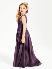 Long Elegant V-neck Bridesmaid Dresses For Juniors Plum