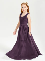Long Elegant V-neck Bridesmaid Dresses For Juniors Plum