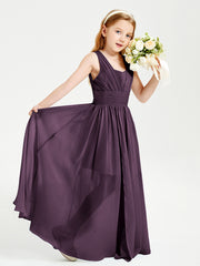 Long Elegant V-neck Bridesmaid Dresses For Juniors Plum