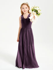 Long Elegant V-neck Bridesmaid Dresses For Juniors Plum
