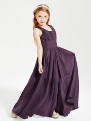 Long Elegant V-neck Bridesmaid Dresses For Juniors Plum