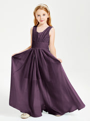 Long Elegant V-neck Bridesmaid Dresses For Juniors Plum