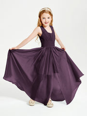 Long Elegant V-neck Bridesmaid Dresses For Juniors Plum